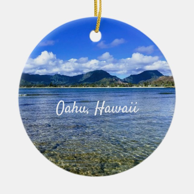 Oahu Beach Cove  Ceramic Tree Decoration (Front)