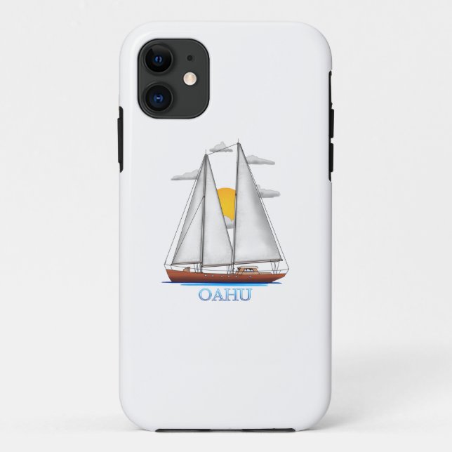 Oahu Coastal Nautical Sailing Sailor Case-Mate iPhone Case (Back)