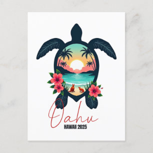 Oahu Hawaii 2025 Turtle Family Summer Vacation Postcard