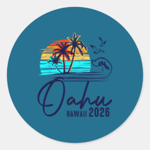 Oahu Hawaii 2026 Vacation Beach Matching Family Gr Classic Round Sticker