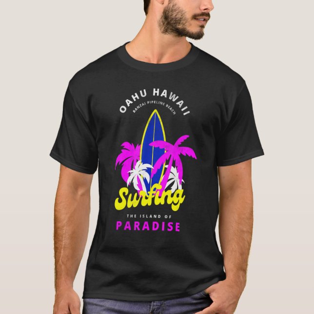 Oahu Hawaii Banzai Pipeline Beach Surfing Island P T-Shirt (Front)