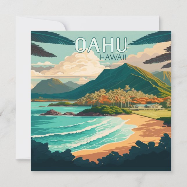 Oahu Hawaii Beach Vintage Retro (Front)