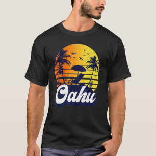 Oahu Hawaii Hawaiian Sunset Beach Retro T-Shirt