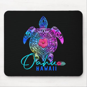 Oahu Hawaii Hawaiian Tie Dye Sea Turtle Vacation S Mouse Pad