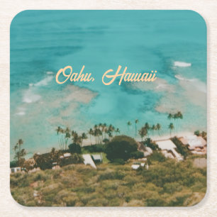 Oahu Hawaii Island Travel Souvenir Square Paper Coaster