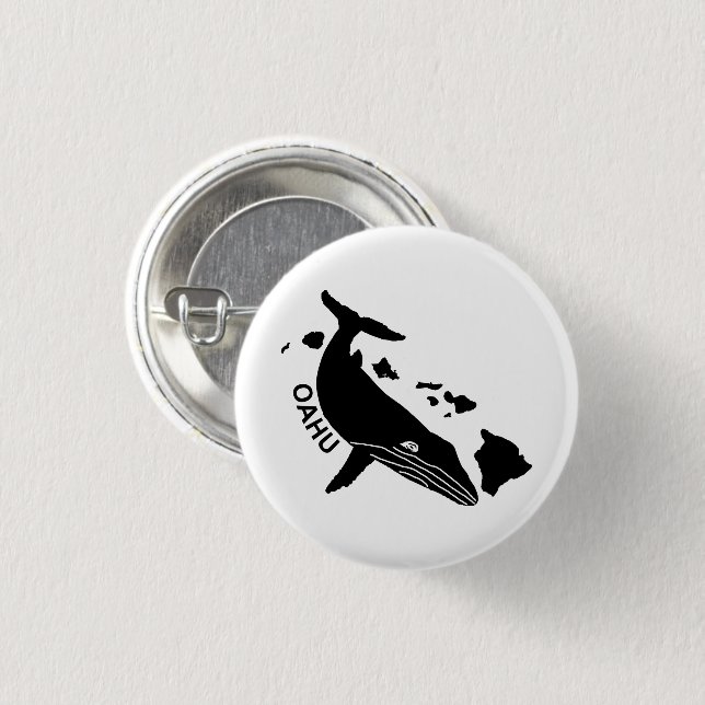 Oahu - Hawaii Islands Humpback 3 Cm Round Badge (Front & Back)