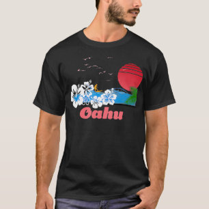Oahu  Hawaii Retro 80s Surf  T-Shirt
