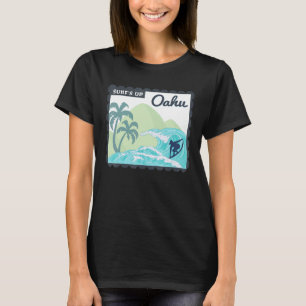Oahu Hawaii Surf Vacation Souvenir Surfing Palms W T-Shirt