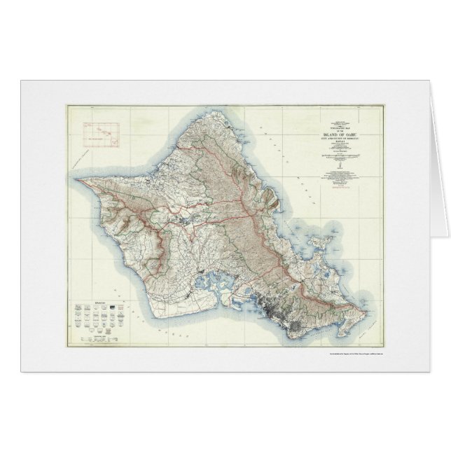 Oahu Hawaii Topographical Map 1938 (Front Horizontal)