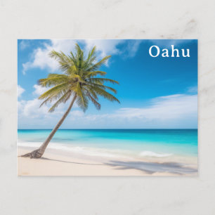 Oahu Hawaii Tropical Beach Palm Tree Travel Postcard