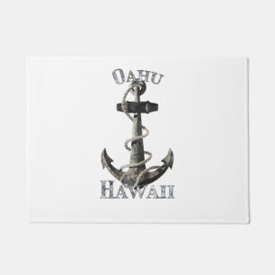 Oahu Hawaii Vacation Nautical Anchor Sailing Doormat