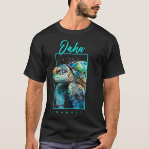 Oahu Hawaii Watercolor Sea Turtle Portrait T-Shirt