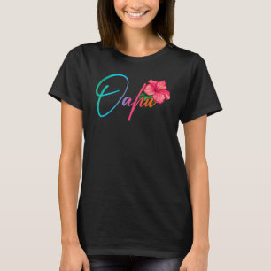 Oahu Hawaiian Hibiscus Flowers Hawaii Beach Luau P T-Shirt