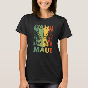 Oahu Maui Hawaiian Retro Hawaii Island  Palm Beach T-Shirt