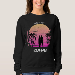 Oahu Palm Tree Surf Hawaii Waikiki Souvenir Maui K Sweatshirt