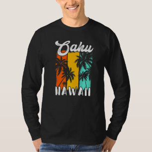 Oahu Palm Trees Beach Hawaiian Retro Vacation Fami T-Shirt