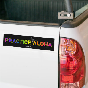Oahu - Practice Aloha Shaka (Hang loose) Bumper Sticker