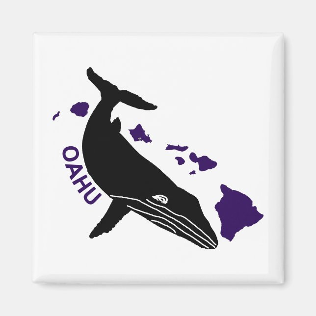 Oahu - Purple Hawaii Islands Humpback Magnet (Front)