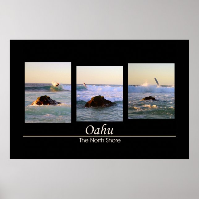 Oahu - The North Shore - Surfing Poster (Front)