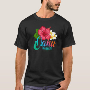 Oahu Vacation With Hawaiian Tropical Hibiscus Flow T-Shirt