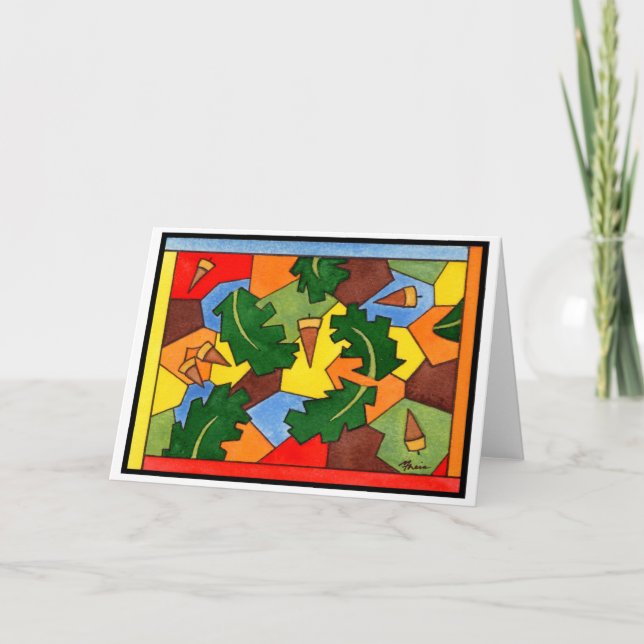 Oak Acorns and Leaves Card (Front)