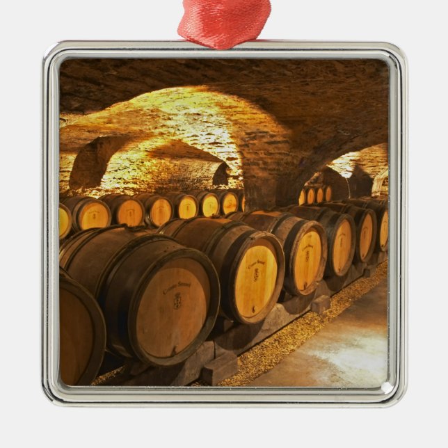 Oak barrles in the cellar at Domaine Comte Metal Tree Decoration (Front)