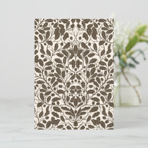 Oak branches and leaves, damask pattern in brown a