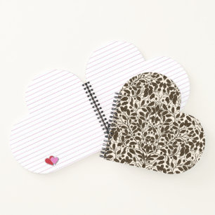 Oak branches and leaves, damask pattern in brown a notebook
