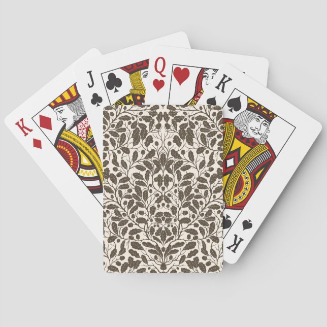 Oak branches and leaves, damask pattern in brown a playing cards (Back)