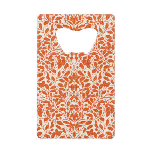 Oak branches and leaves, damask pattern in dark or