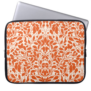 Oak branches and leaves, damask pattern in dark or laptop sleeve