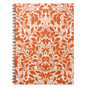 Oak branches and leaves, damask pattern in dark or notebook
