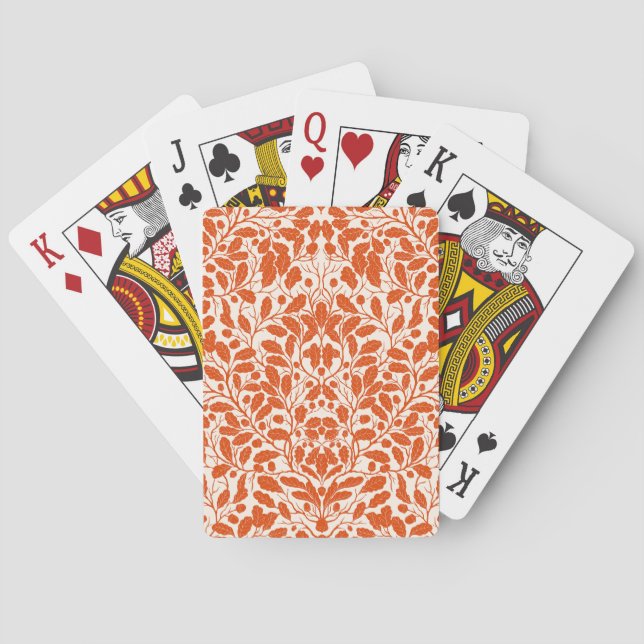 Oak branches and leaves, damask pattern in dark or playing cards (Back)