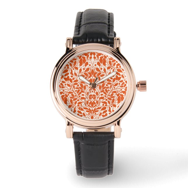 Oak branches and leaves, damask pattern in dark or watch (Front)