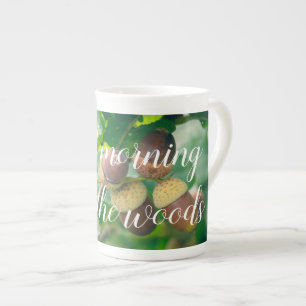 Oak branches with acorns bone china mug