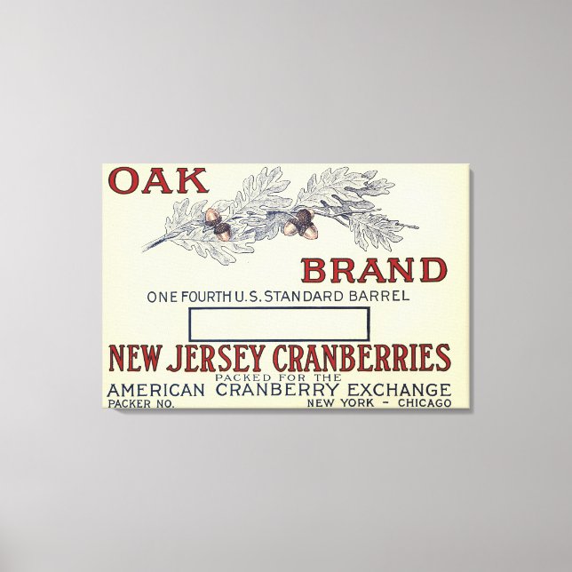 Oak Brand Cranberry Label Canvas Print (Front)
