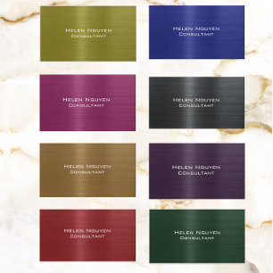 Oak Bronze Brushed Metal Metallic Stainless Steel Business Card