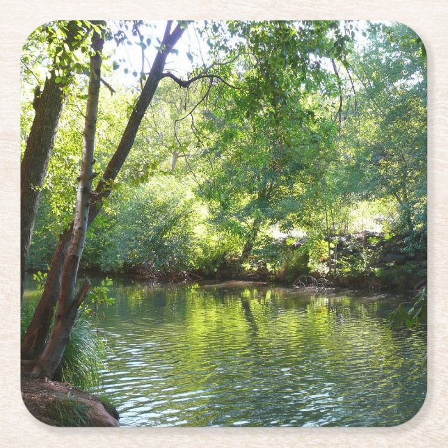 Oak Creek I in Sedona Arizona Nature Photography Square Paper Coaster (Front)