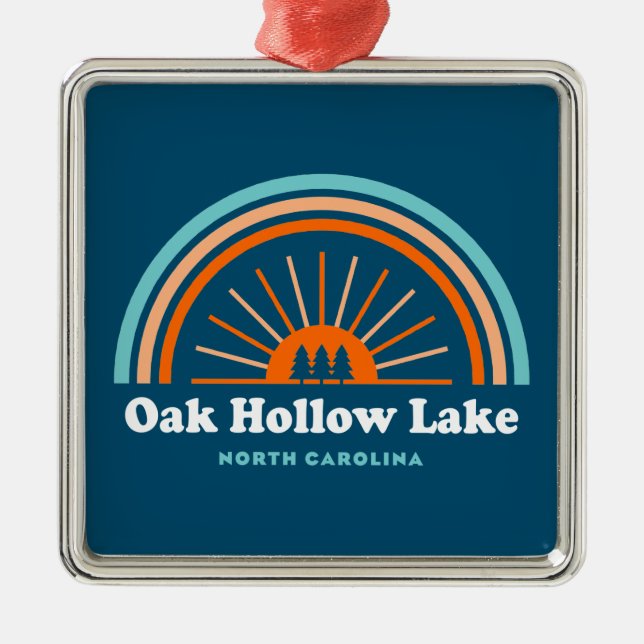 Oak Hollow Lake North Carolina Rainbow Metal Tree Decoration (Front)
