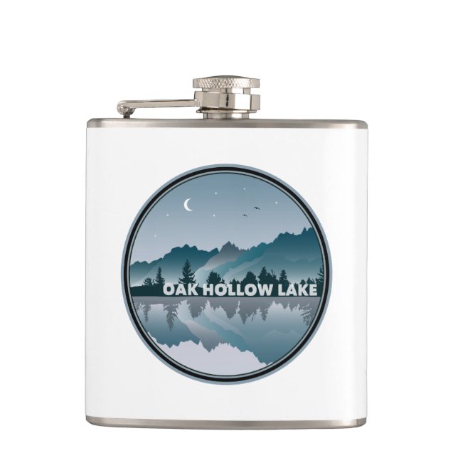 Oak Hollow Lake North Carolina Reflection Hip Flask (Front)