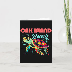 Oak Island Beach Nc Artistic Sea Turtle Retro Card