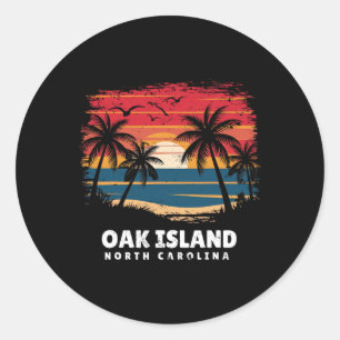 Oak Island Beach North Carolina Surfboarder Souven Classic Round Sticker