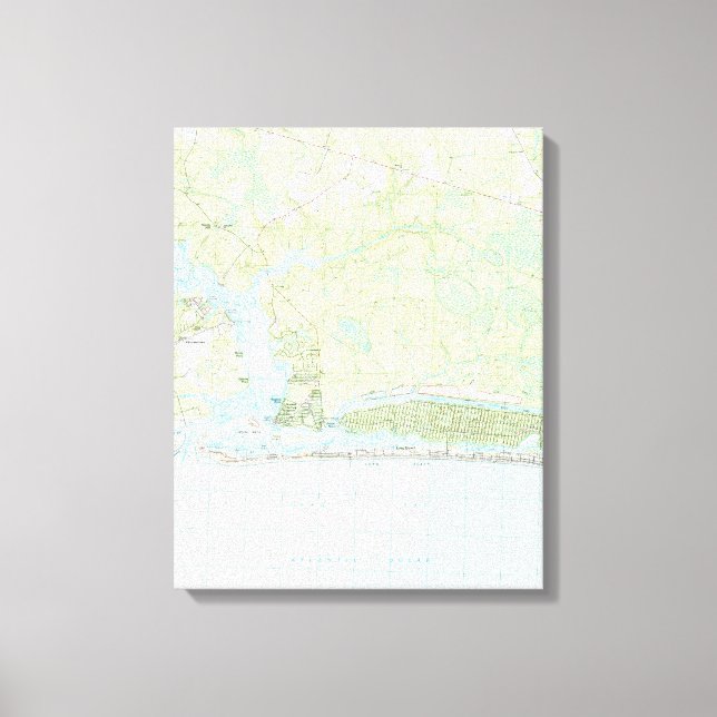 Oak Island North Carolina Map (1990) Canvas Print (Front)