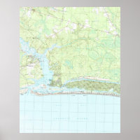 Oak Island North Carolina Map (1990)