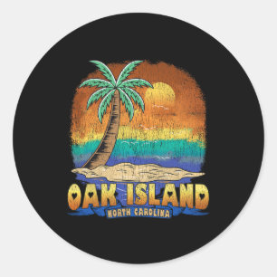 Oak Island North Carolina Vintage Distressed Souve Classic Round Sticker