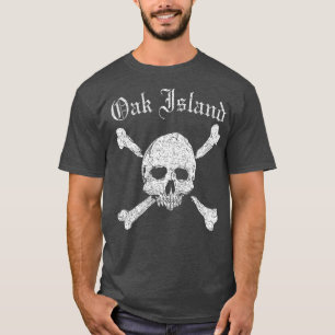 Oak Island Skull Crossbones Distressed Print T-Shirt