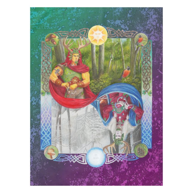 Oak King and Holly King Double Portrait  Tablecloth (Front)