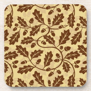 Oak leaf acorn background coaster
