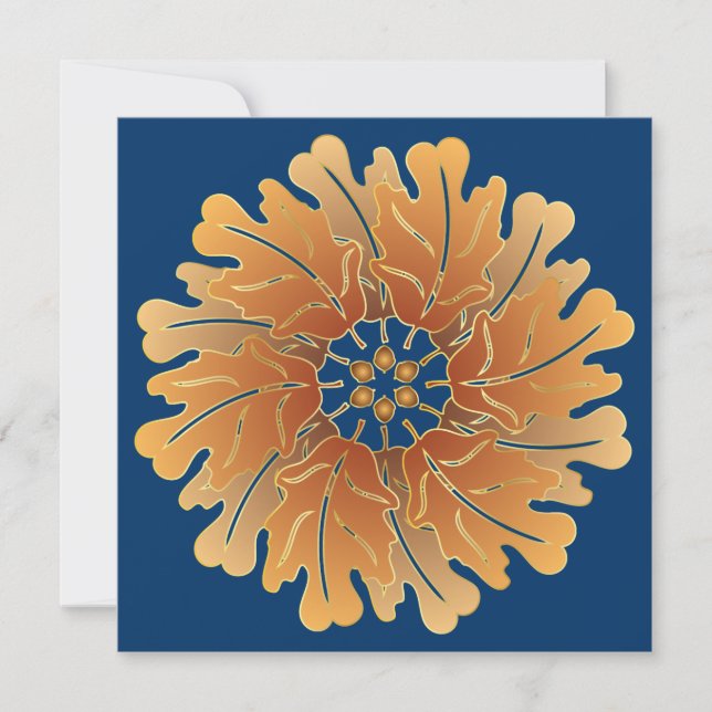 Oak Leaf and Acorn Rosette Thanksgiving Invitation (Front)