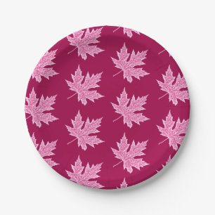 Oak leaf - burgundy wine and pink paper plate